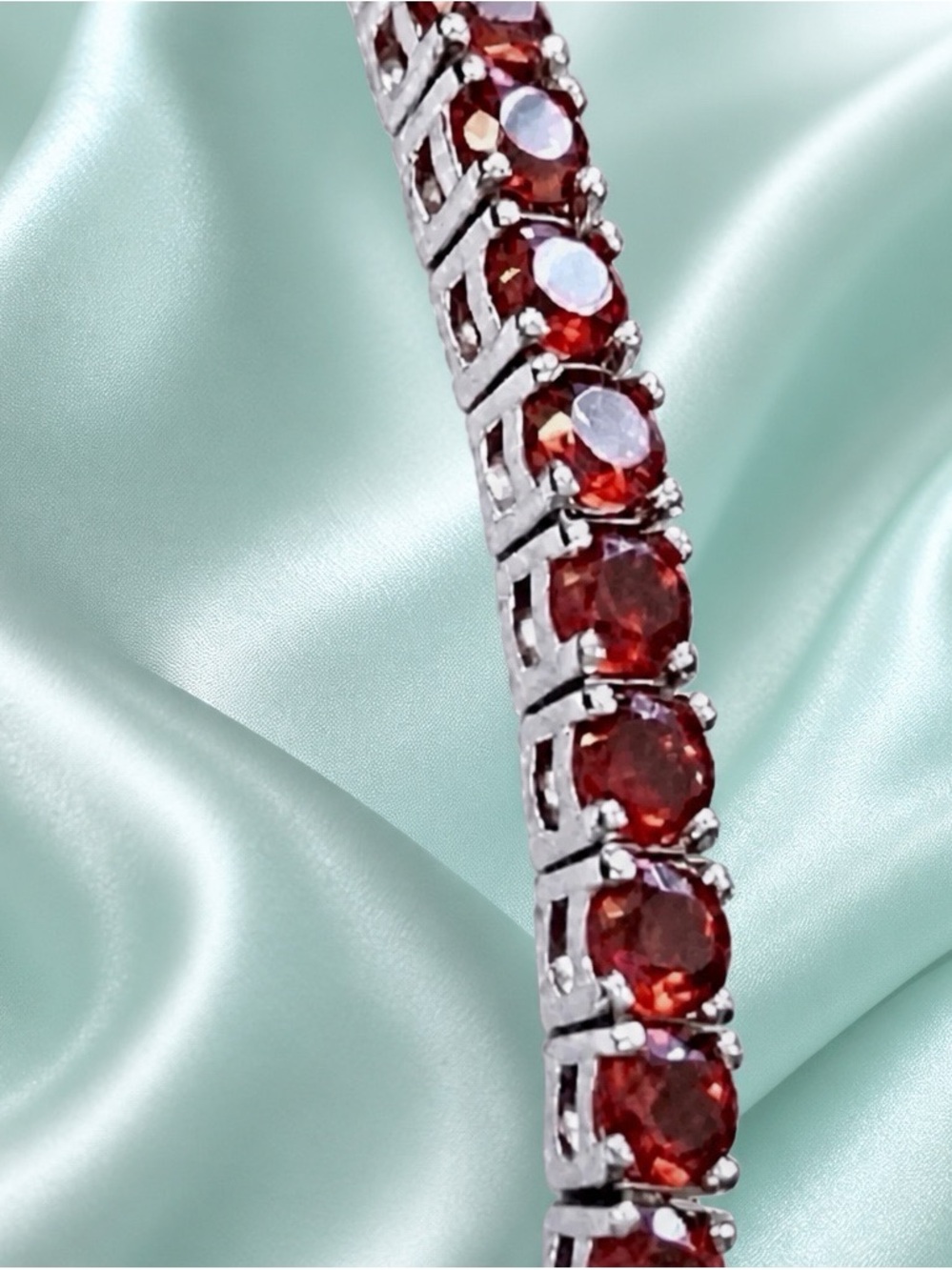Natural Genuine Ruby Bolo Bracelet. Rhodium/925 Sterling Silver. Authentic!